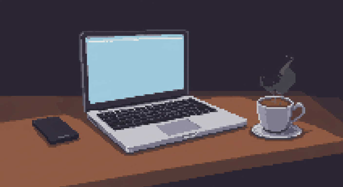 Laptop and coffee on table